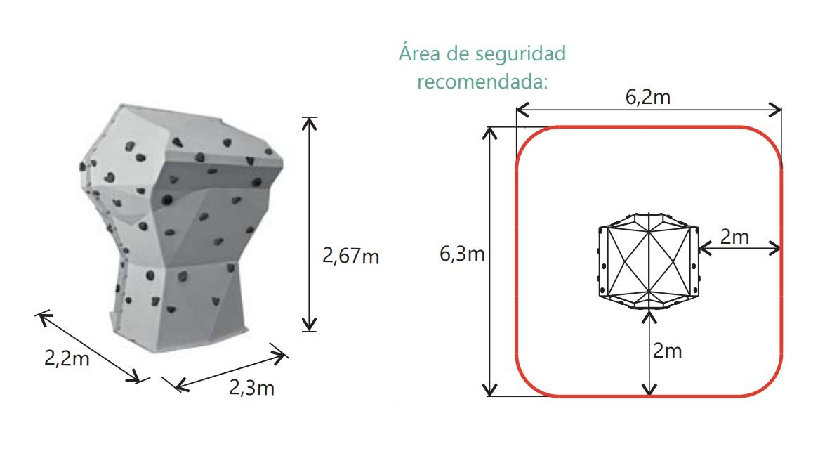 Parede de escalada BERING uso público medidas