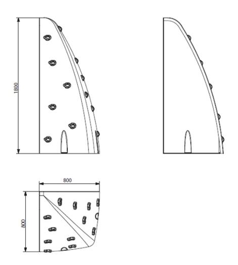 Parede de escalada Módulo de canto medidas