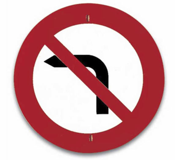 Señal de prohibido girar a la izquierda