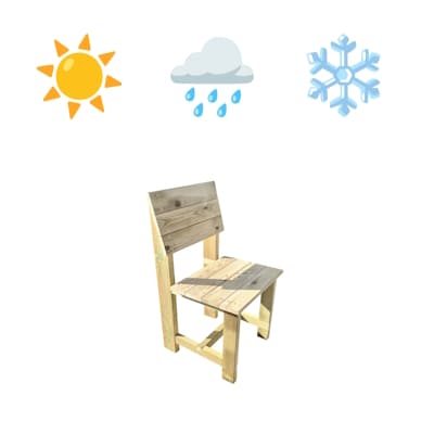 cadeira de madeira exterior com tratamento em autoclave nível IV