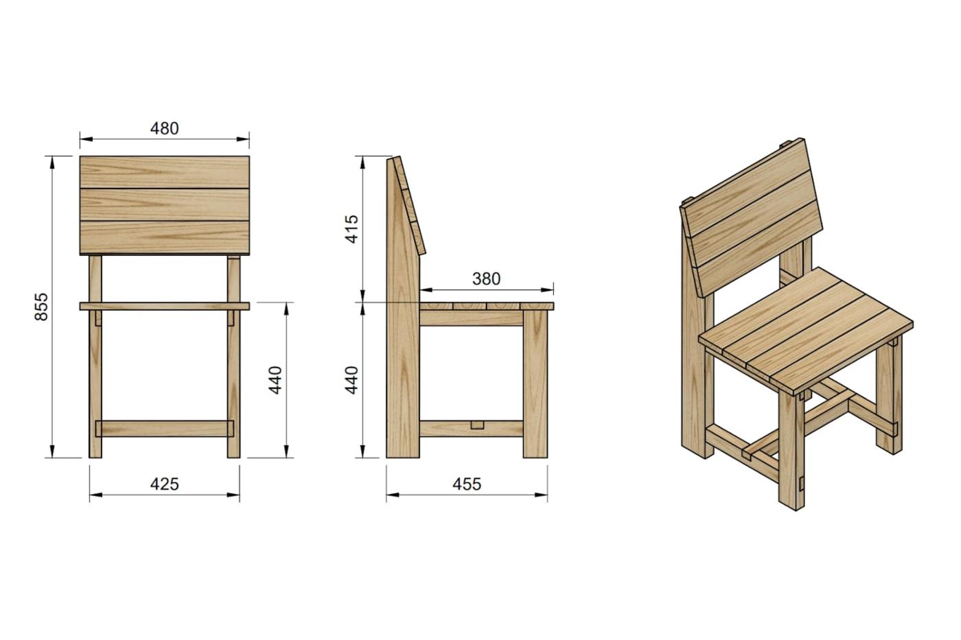 Cadeira de madeira para utilização no exterior MASGAMES BATEA