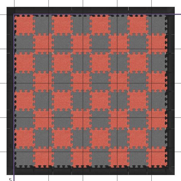 Tabuleiro de xadrez gigante feito de peças de puzzle de borracha com 45 mm de espessura