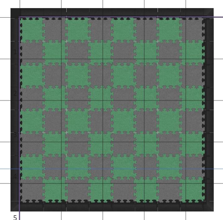 Tabuleiro de xadrez gigante feito de peças de puzzle de borracha com 45 mm de espessura