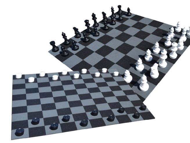 Tablero gigante de ajedrez o damas de losetas de caucho dos juegos