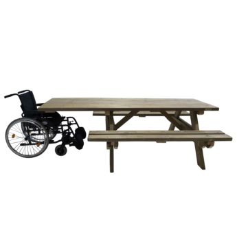 Mesa de piquenique adaptada a cadeiras de rodas MASGAMES LYON de madeira para exterior