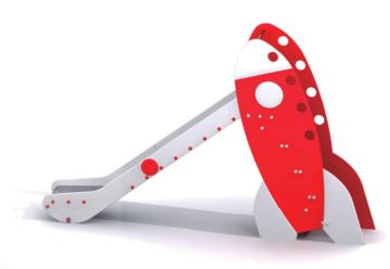 Tobogan grande de uso público en forma de cohete.