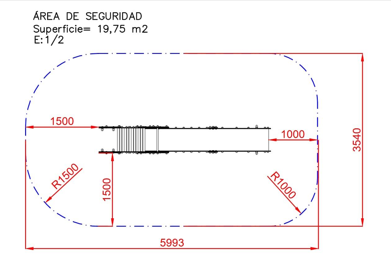 Tobogan grande de uso público en forma de cohete.