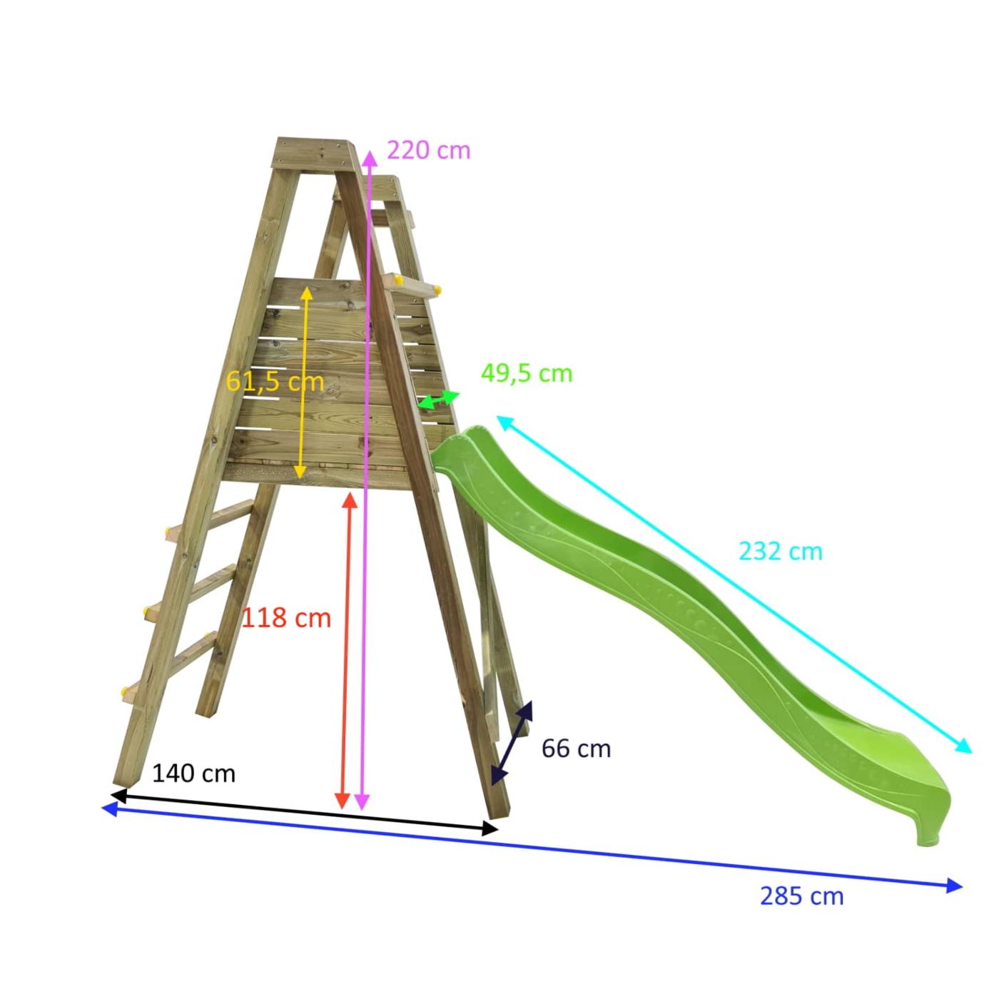 Tobogán de madera MASGAMES MOLA L altura 118 cm 