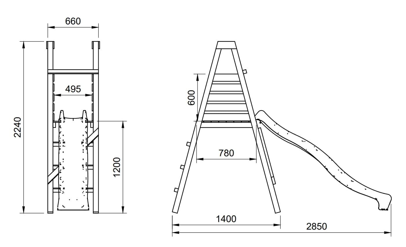 Tobogan de fusta MASGAMES MOLA L alçada de 118 cm