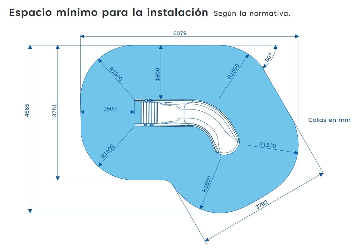 Tobogán de piscina curvo ANERIS 130 homologado