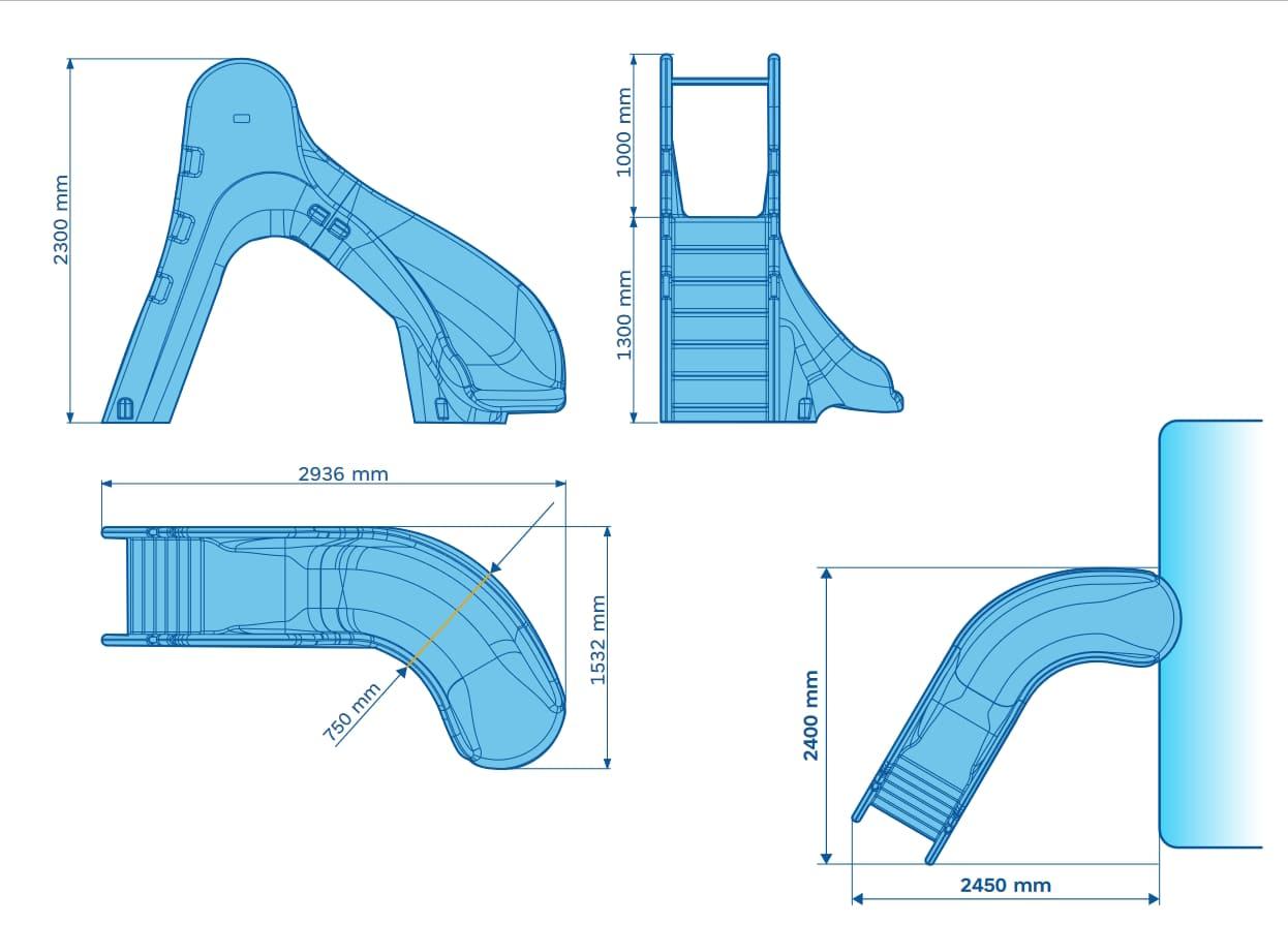 Tobogan de piscina Corbat ANERIS 130 homologat