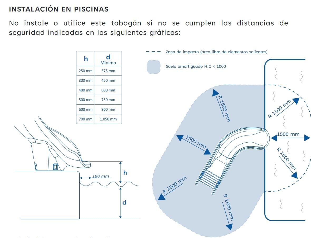 Tobogán de piscina curvo ANERIS 150 homologado