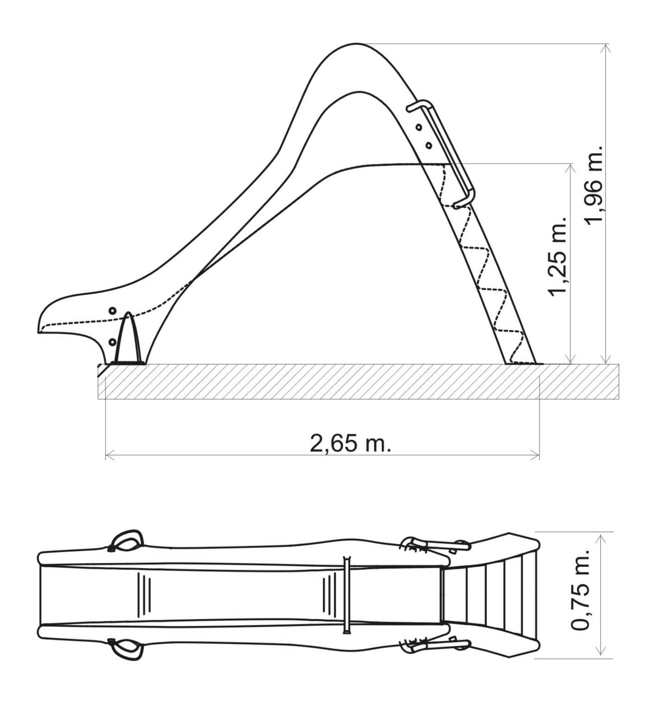 Toboagua para piscina Reto de 125 cm de altura homologado para uso público