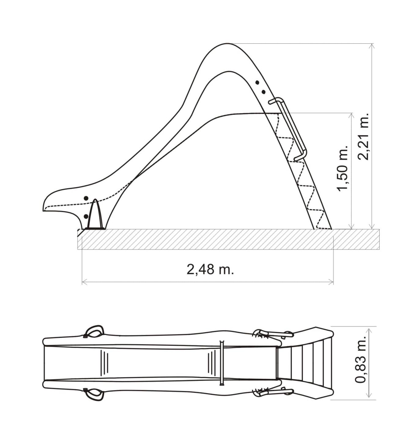 Toboagua para piscina Reto de 150 cm de altura homologado para uso público