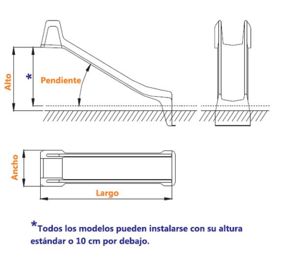 Rampa de tobogán Papi homologada para uso público, varios colores y medidas