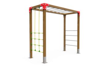 Modelo trepador 3 constituído por ponte de macaco, corda reforçada e barras de metal.
