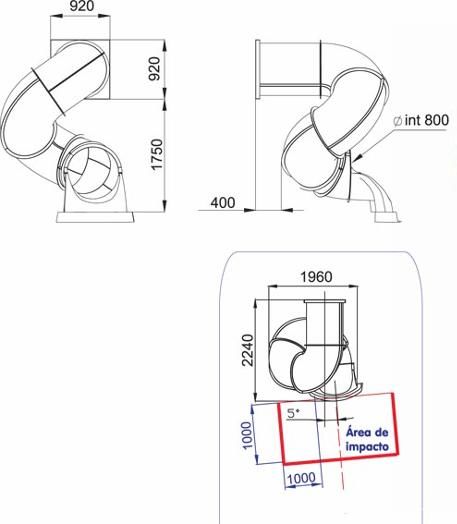 medidas toboganes tubo espiral 175