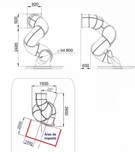 Rampa de escorrega de tubo Espiral 250