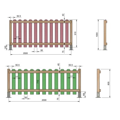 vallas de madera de 80,5 y 100 cm de altura