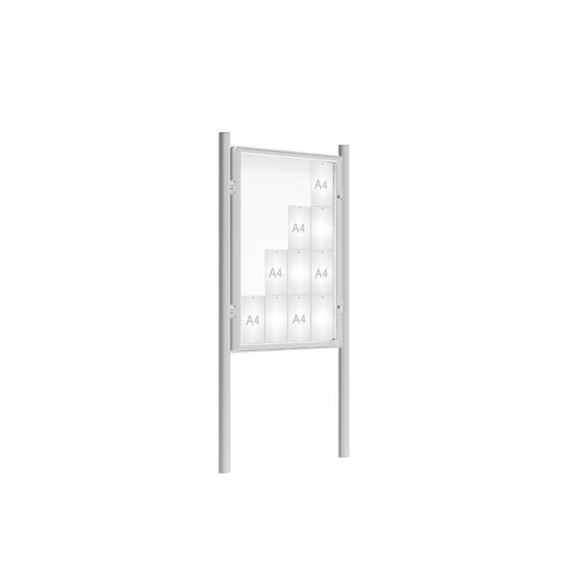 Vitrine exterior anodizada modelo 2000 sobre postes 