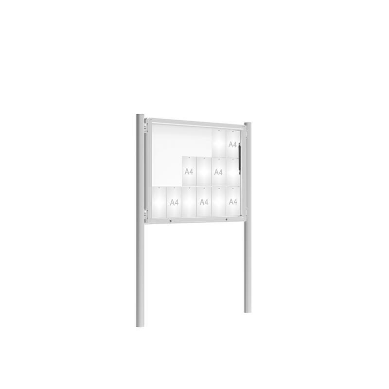 Vitrine exterior anodizada modelo 2000 sobre postes 