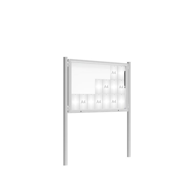 Vitrine exterior anodizada modelo 2000 sobre postes 