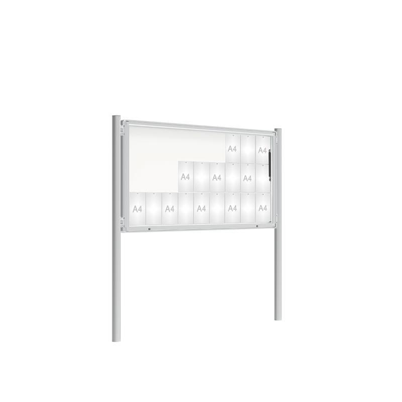 Vitrine exterior anodizada modelo 2000 sobre postes 