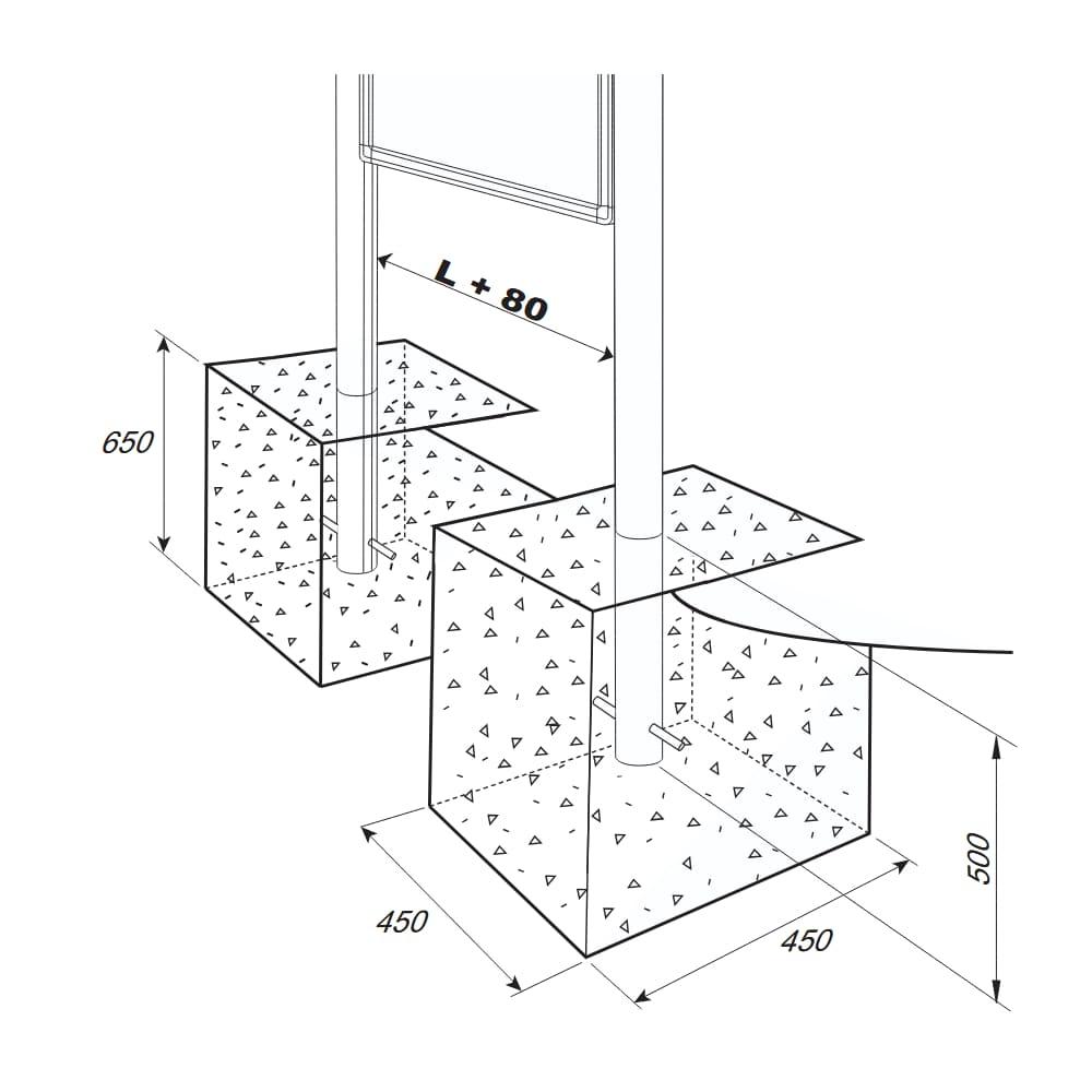 Vitrine exterior anodizada modelo 2000 sobre postes 